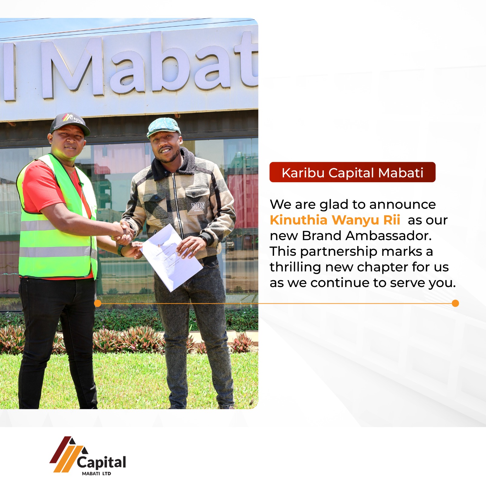 Capital Mabati Welcomes Kinuthia Wanyu Rii as New Brand Ambassador