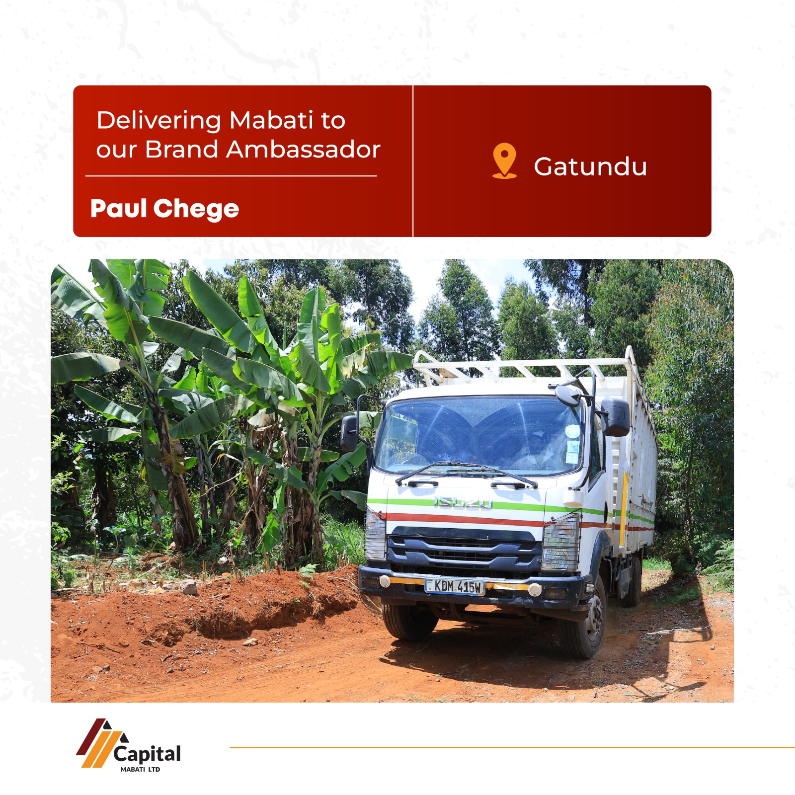 Delivering Mabati to Our Brand Ambassador, Paul Chege