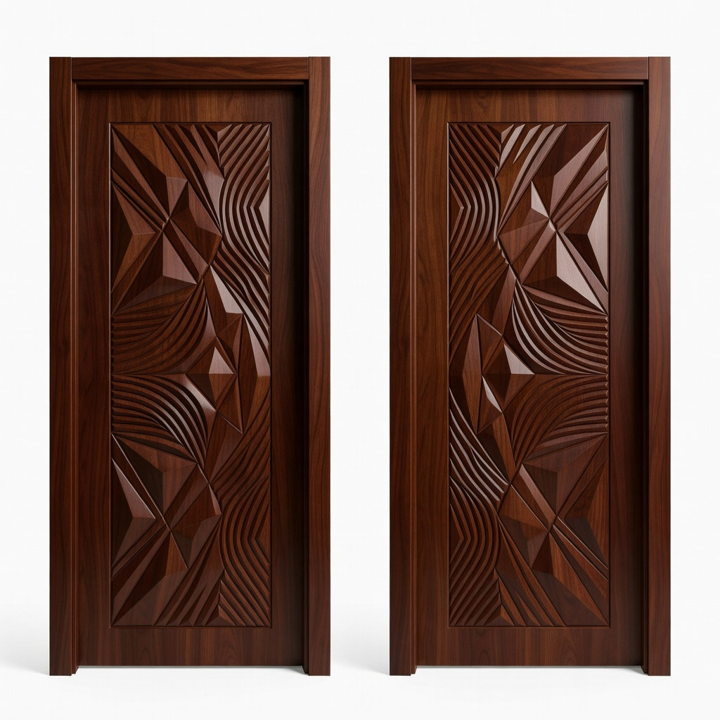 Two Modern Mahogany Doors